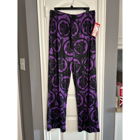 MARVEL STAR WARS NWT Black Panther Men's Pull-on Sleep Pants Size M - Picture 1 of 5